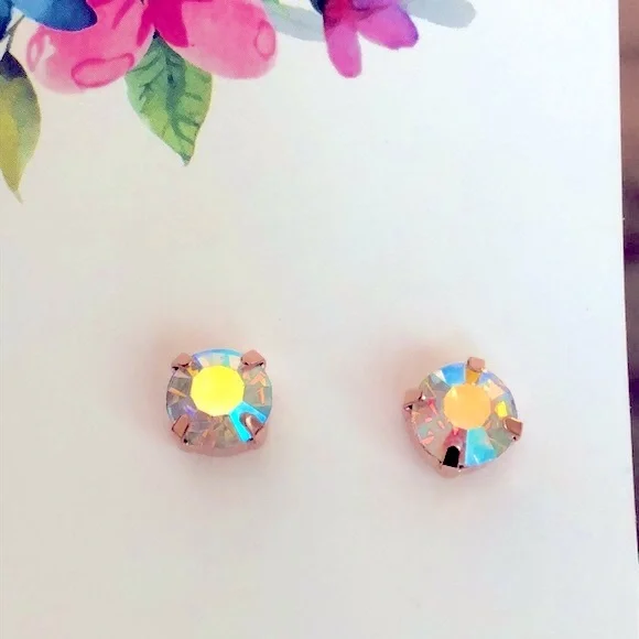 Aurora Borealis Crystal Earrings - Picture 2 of 4